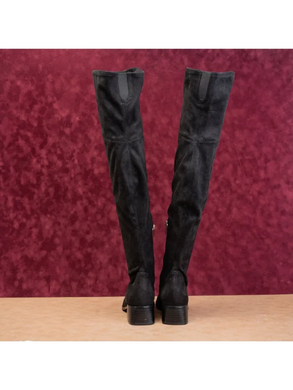 Marc Fisher Women Darwin Black Fabric Zip OTK Metal Pointy Toe Boots sz 8